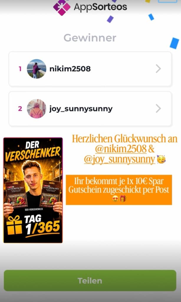 Gewinner-Highlight Tag 1 – SPAR Gutscheine